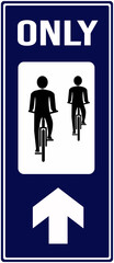 A sign in blue color that means :   bicycle only . Lane for bicycle. 