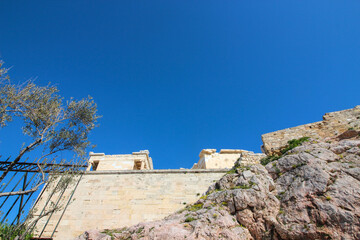 Fototapeta premium Ruins of Athena Temple in the Acropolis of Athens in Athens, Greece.