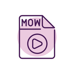 Mow file color line icon. Format and extension of documents