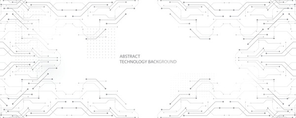 Obraz premium Gray white technology background, cutting-edge technology and science line design, can be used as a background image in various ways.