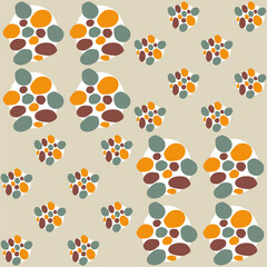 seamless pattern with colorful dots and circles, texture in orange, green on beige, abstract graphic ornament, seamless children patterm, ideal for fashion, textiles and paper design, fabric design