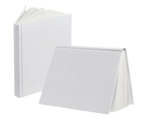 White hard cover books cut out