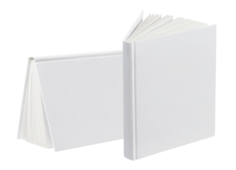 White hard cover books cut out