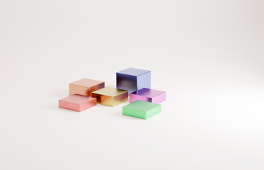 Obraz premium LGBTQ pastel colored cubes. Inclusive product marketing template.