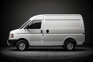 Fototapeta na wymiar White fleet van with dark background, Ai Generative