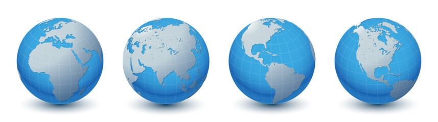 3D earth globe icons. Vector illustration.