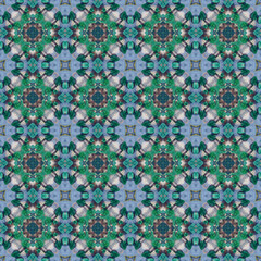 set of green colorful kaleidoscope art tile made from leaf and ivy