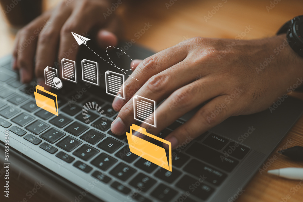 Leinwandbilder File transfer with encryption. Program for remote folder connection with full access to remote files and folders.