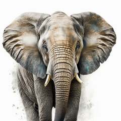 Obraz na płótnie Canvas Realistic head elephant on a white background, generative AI