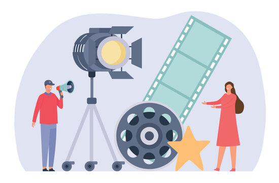 Movie making industry vector concept, shooting film
