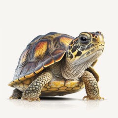 Realistic turtle on a white background, generative AI