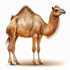 Realistic camel on a white background, generative AI