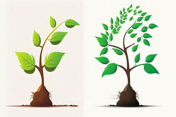 Concept of new life as a seedling emerges and grows (tree). The Symbolic Growth of Business. Generative AI