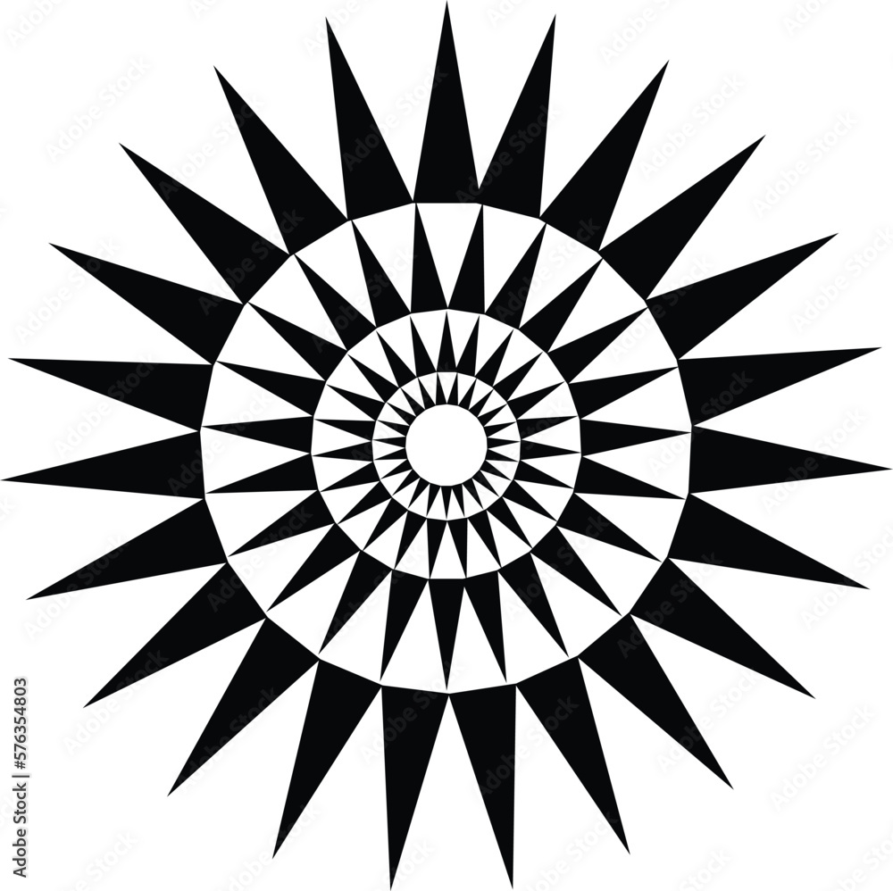 Poster black star spiral swirl vortex movement pattern design.