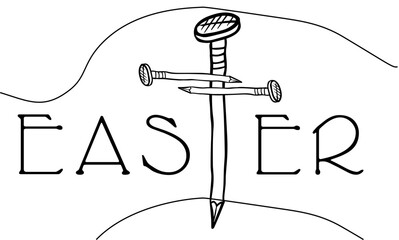 Fototapeta premium Easter Lettering - He is Risen. Vector Illustration.