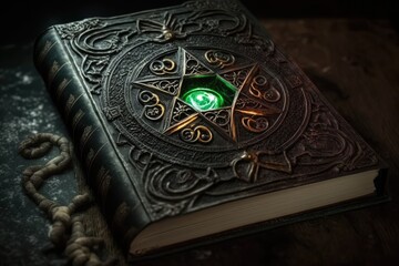 A Black Magic Book, filled with forbidden knowledge and dangerous spells. Generative AI
