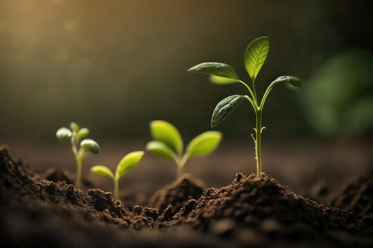 AI picture of delicate young plant growing from soil