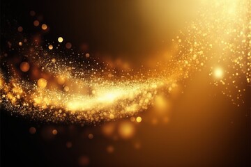 Generative Ai golden background with blur sparkle gold bokeh