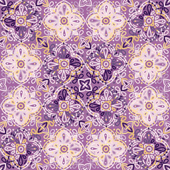 Islam, Arabic, Indian, ottoman motifs mosaic tile. Decorative ornament elements seamless pattern.