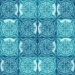 Fototapeta premium Talavera pattern. Indian patchwork. Turkish ornament. Moroccan tile mosaic.
