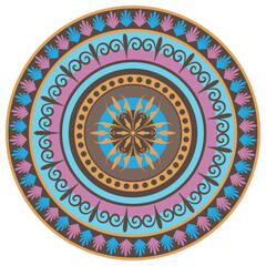 Vector mandala. Decorative round colorful ornament isolated on whiite