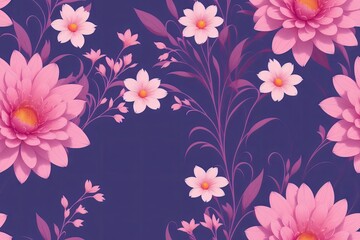 Seamless flowers pattern painting with trendy colors. Print Design, generative ai, perfect for interior, furniture and fashion.