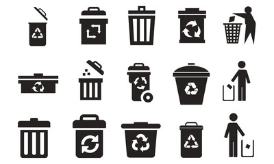 trash can icon flat design - Icon glyph solid black