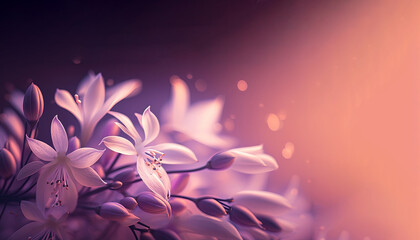 Beautiful crocus lilies illustration backrop with copy space for text bouquet generative ai.