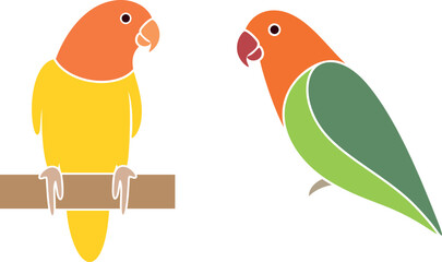 lovebird parrot logo. Isolated lovebird parrot on white background