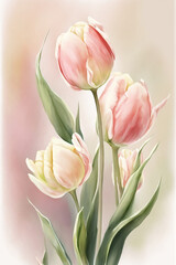Fototapeta premium Bouquet of tulips. Illustration - Flowers