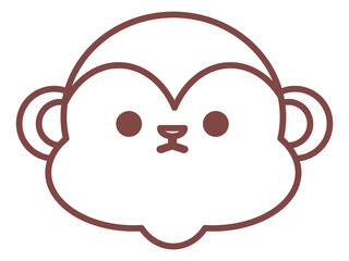 かわいい猿のデフォルメ線画イラスト