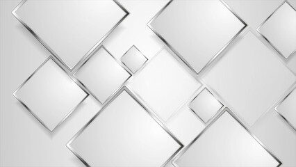 Technology geometric background with silver squares