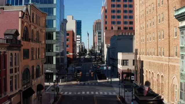 Main street in Allentown, Pennsylvania - 4k Aerial