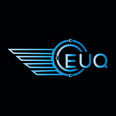EUQ logo, letter logo. EUQ blue image on black background. EUQ technology Monogram logo design for entrepreneur best business icon.
