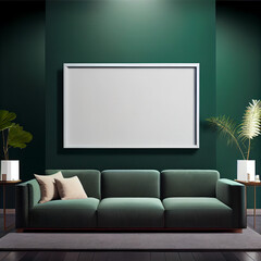 living room interior with poster mockup