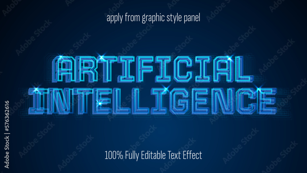 Poster ai, artificial intelligence, machine learning text effect, editable text effect vector.