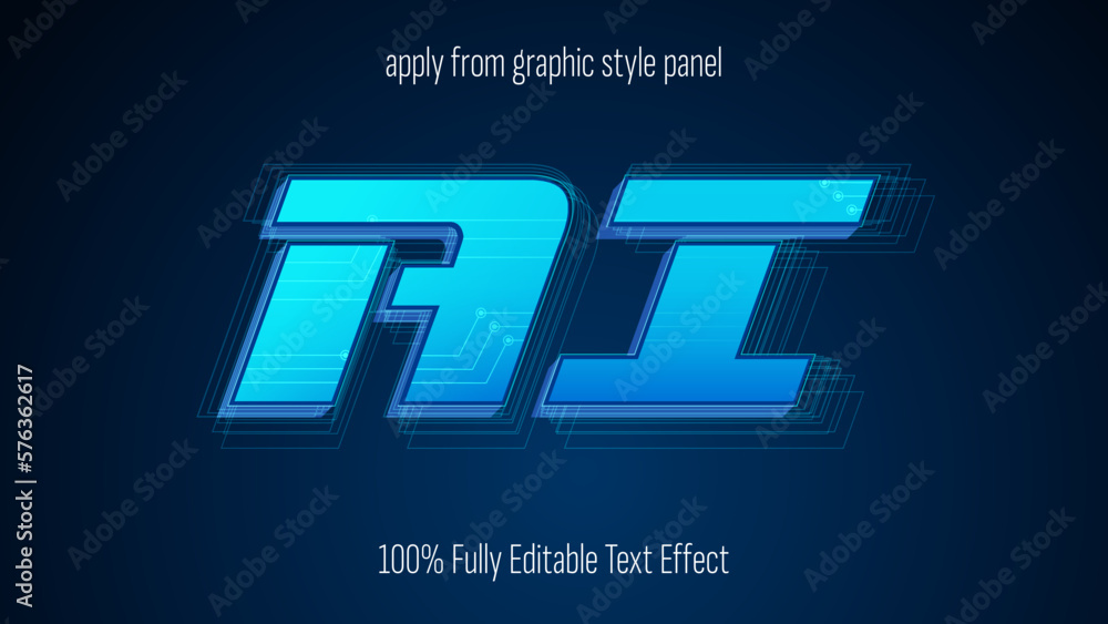Fototapete ai, artificial intelligence, machine learning text effect, editable text effect vector.
