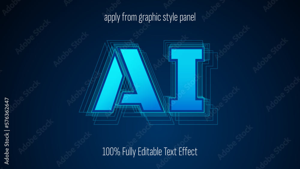 Poster ai, artificial intelligence, machine learning text effect, editable text effect vector.