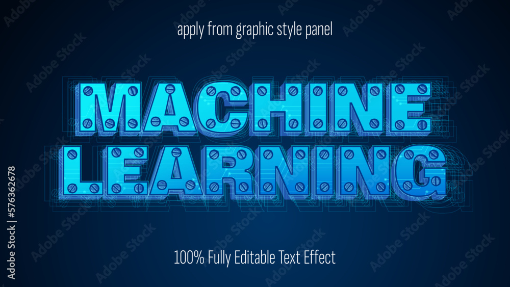 Poster ai, artificial intelligence, machine learning text effect, editable text effect vector.