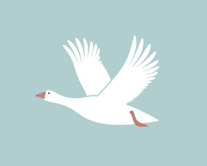 Goose logo. Isolated goose on white background. Bird