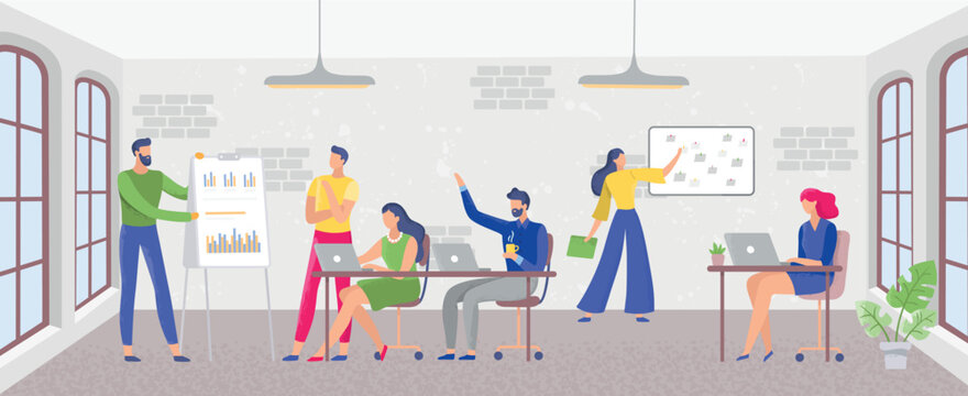 Team collaboration, work flow in office concept