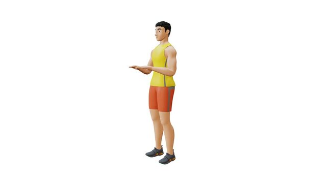 Animated character doing High Knee Tap. High Knee Tap exercise in 3d animation and illustration. Perfect for fitness themed productions, healthy, diet, weight loss training, video editing. 3d Render