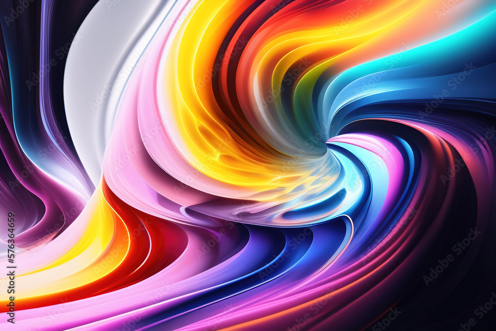 Wall mural generative ai: abstract background with wave and bright colors