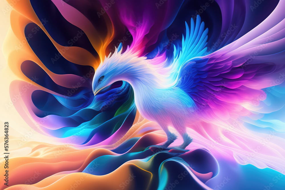 Wall mural generative ai: abstract background with wave and bright colors