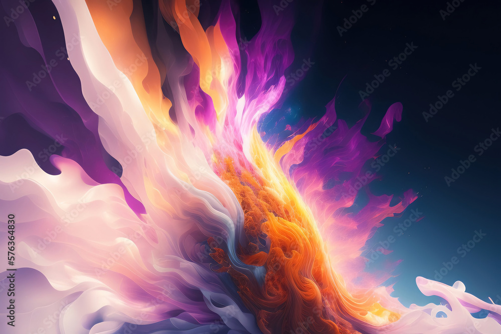 Wall mural generative ai: abstract background with wave and bright colors