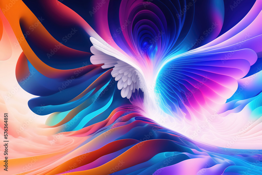 Wall mural generative ai: abstract background with wave and bright colors