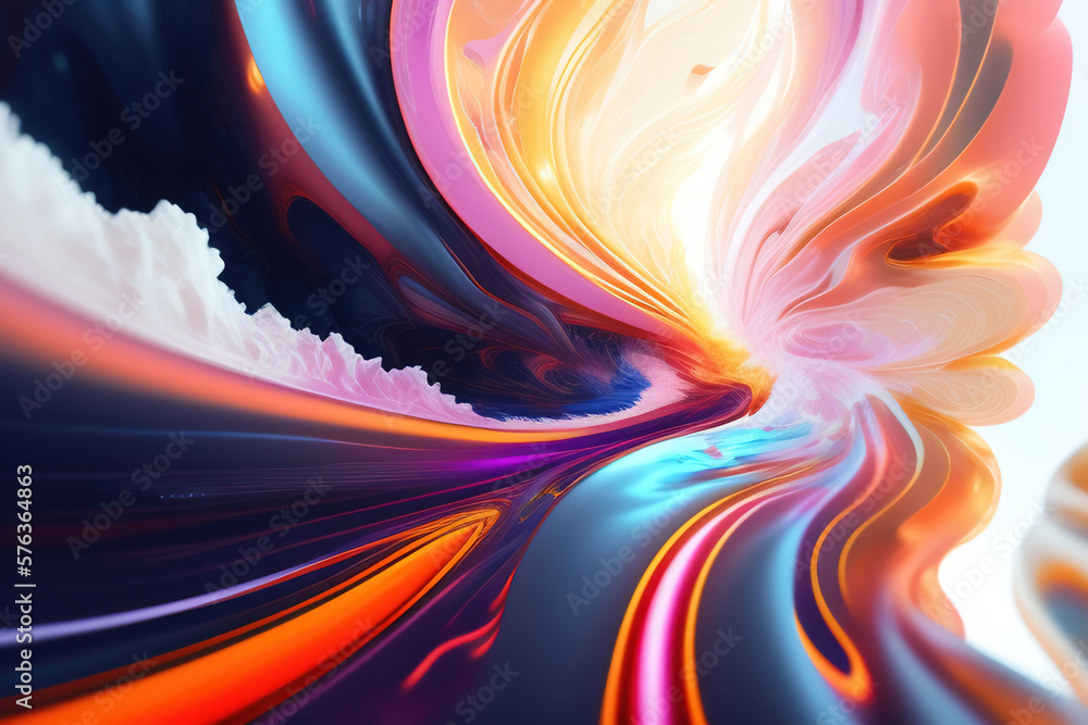 Wall mural generative ai: abstract background with wave and bright colors