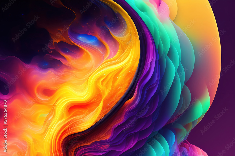 Wall mural generative ai: abstract background with wave and bright colors