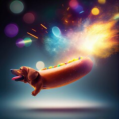 hot dog dog - obrazy, fototapety, plakaty