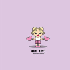 girl with pink heart